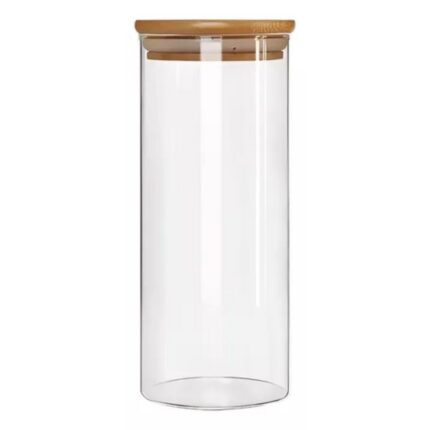 Pote de Vidro Hermético 1500ml Tampa de Bambu Vedação a Vácuo Transparente para Cozinha