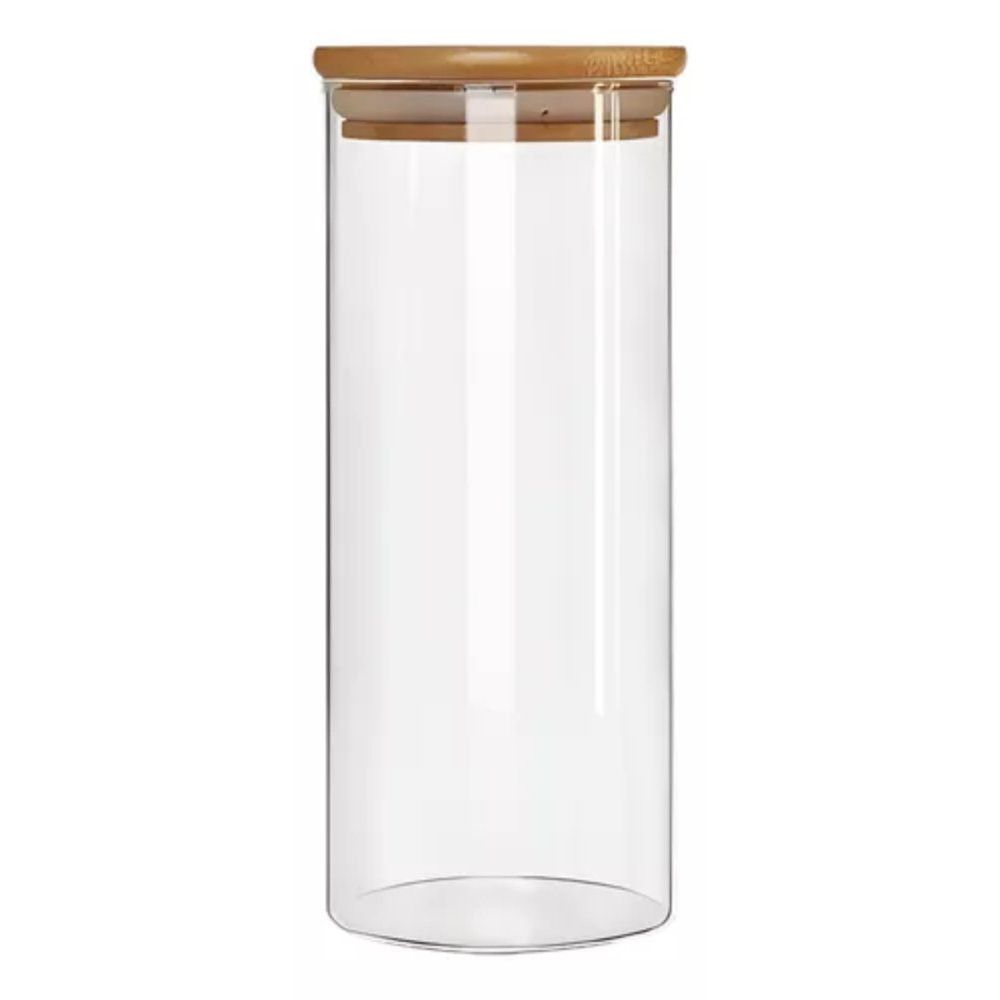 Pote de Vidro Hermético 1500ml Tampa de Bambu Vedação a Vácuo Transparente para Cozinha