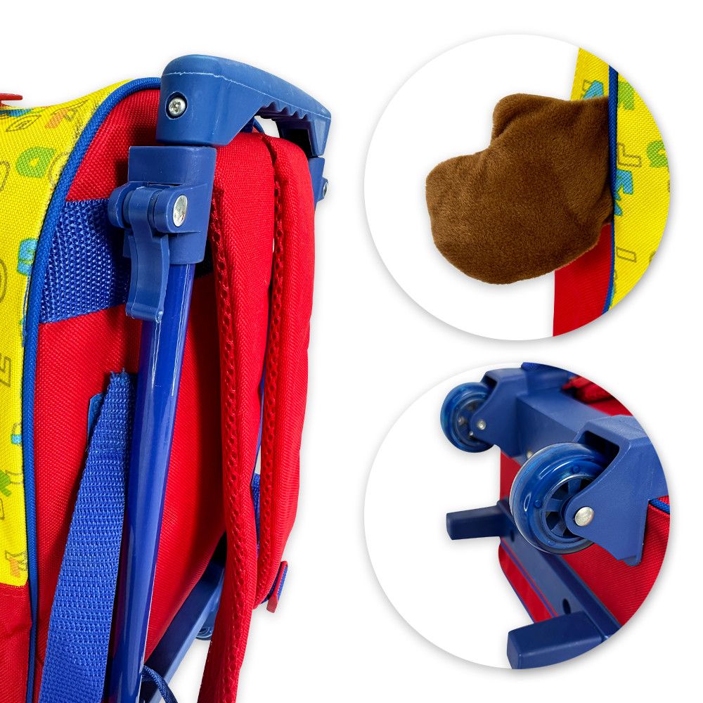 Mochila Infantil Escolar Ursinho com Rodinhas Amarela e Vermelha Resistente 16 Litros - Imagem 5