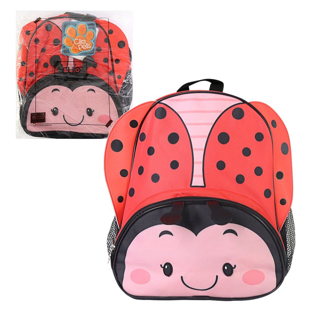 Mochila Infantil Joaninha com Alças Ajustáveis Rosa 3D Resistente Escolar Menina 20L - Imagem 4