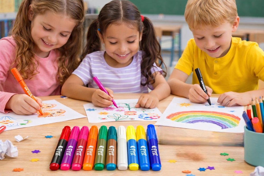 Conjunto 10 Canetinhas Hidrográficas Laváveis Coloridas Escolares - Imagem 2