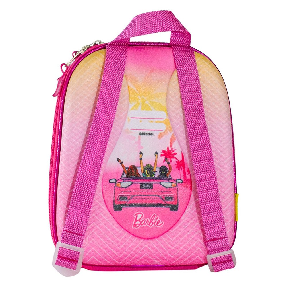 Mochila Infantil Barbie Conversível Tamanho P Rosa Alça Ajustável Material Resistente - Imagem 2