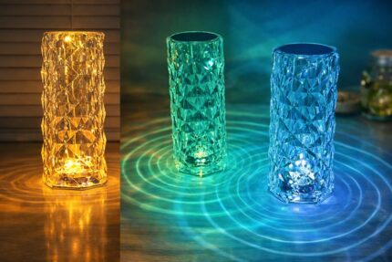 Luminária de Mesa LED Multicor Cristal Decorativa USB 21cm TOP RIO para Decoração e Iluminação