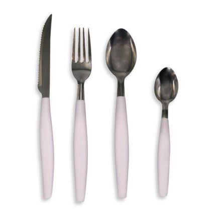 Kit de Talheres Inox 25 Peças Branco Moderno Aço Inox Alta Durabilidade Jogo Completo