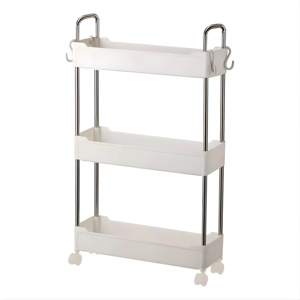 Prateleira Multiuso 3 Andares com Rodinhas Branco 80x40x90cm Organizador Espaçoso Durável - Imagem 4
