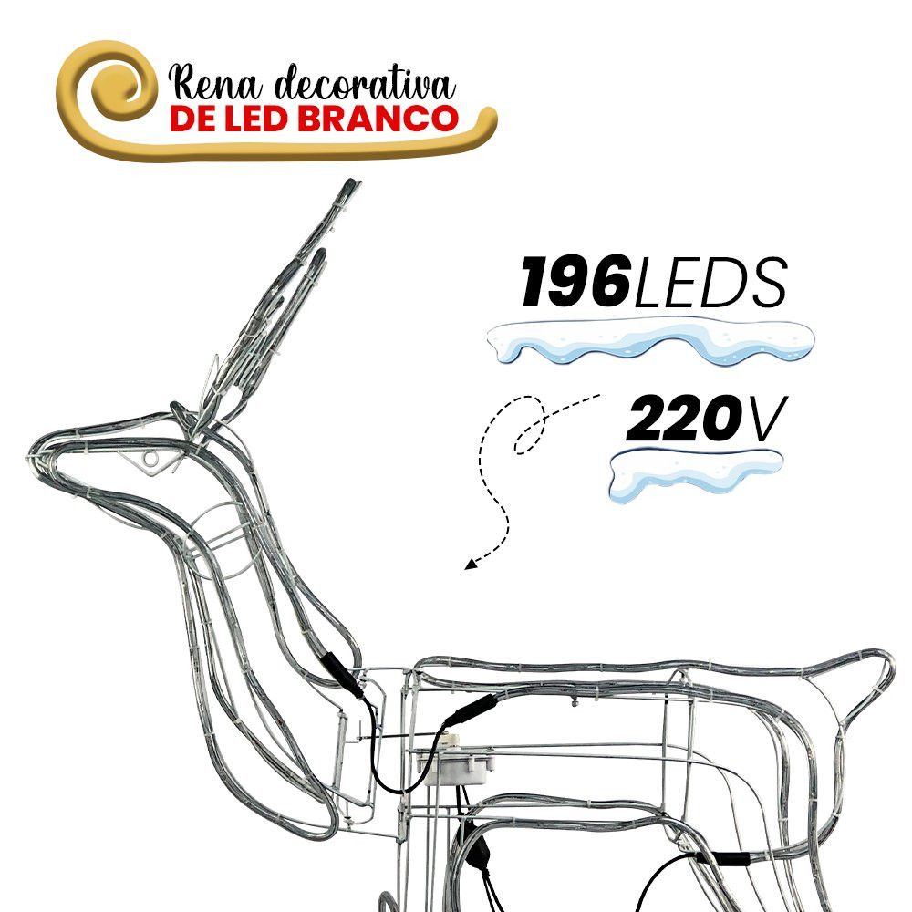 Armação Rena Macho Led com Movimento Grande Luz LED Decoração Natal 220V - Imagem 3