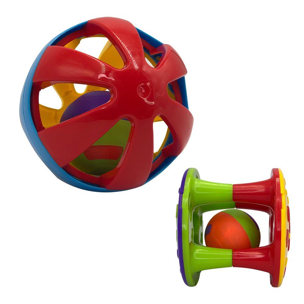 Conjunto Chocalho Torre e Bola Infantil Colorido Material Seguro Estimulador Sensorial