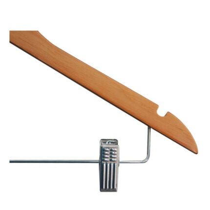 Cabide de Madeira com Presilhas Verniz Natural 40cm para Roupas Calças Saias