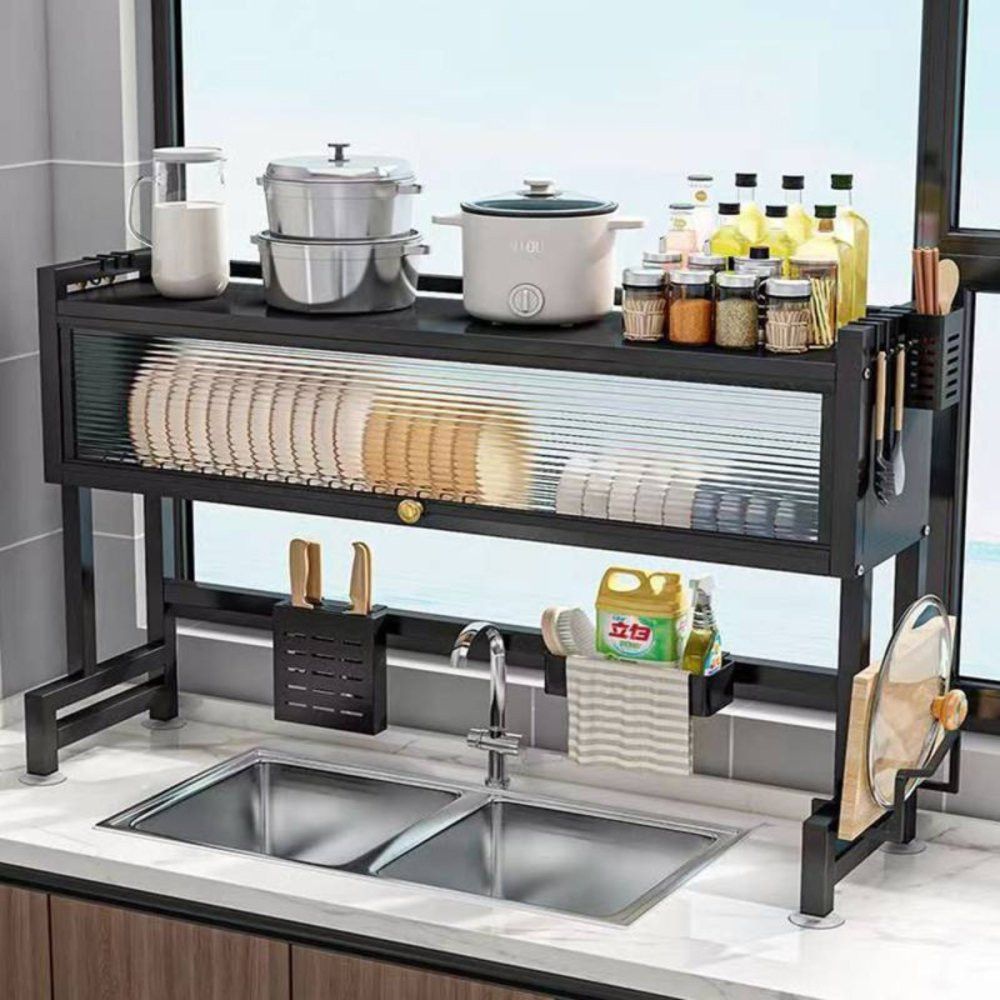 Prateleira de Metal Para Pia Preta 3 Níveis Organizador Cozinha Durável Resistente - Imagem 8
