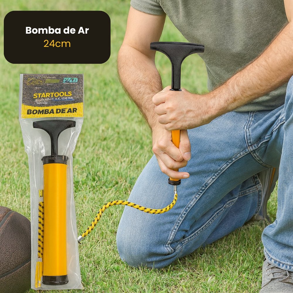 Bomba de Ar 24cm Manual Inflador Alta Pressão para Bicicleta e Bola com Mangueira Flexível - Imagem 4