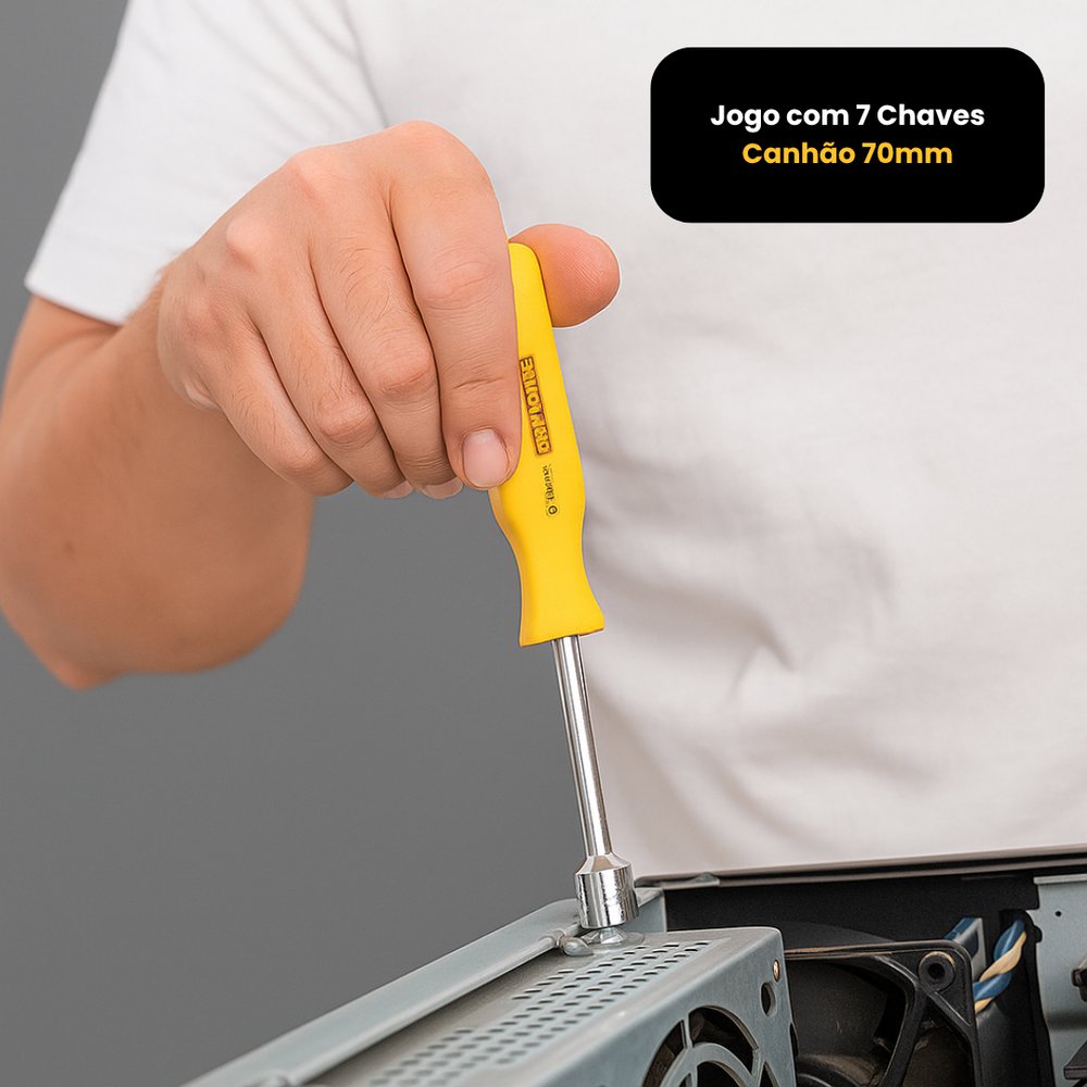 Jogo com 7 Chaves Canhão 70mm Aço Carbono Kit Ferramentas Mecânico Profissional - Imagem 10