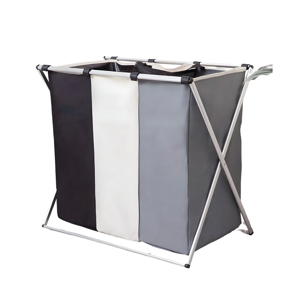 Cesto de Roupas Multiuso 3 Compartimentos Plástico Grande Organizador Lavanderia Branco - Imagem 5