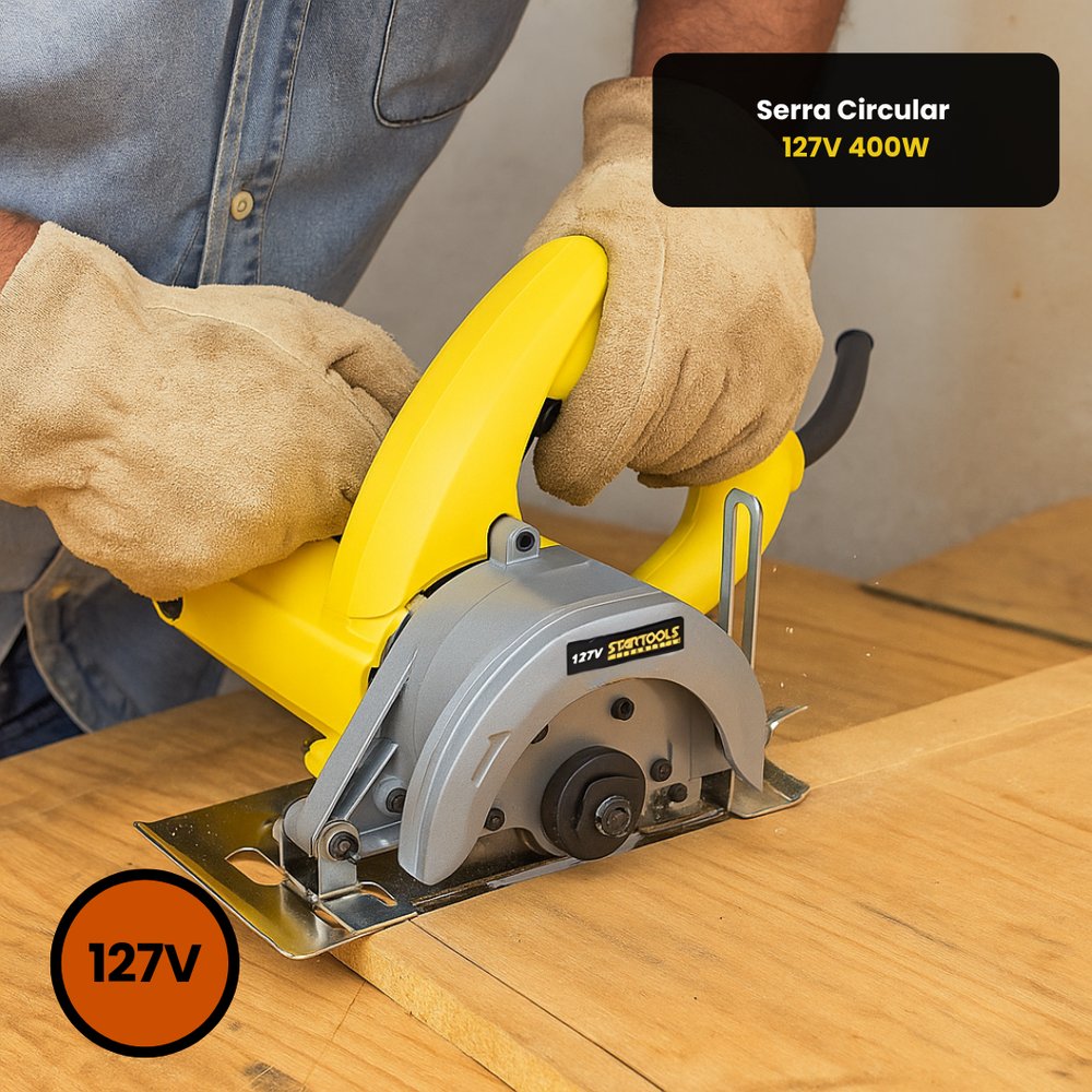 Serra Circular 127V 1100W Profissional com Disco 7 Polegadas Corte Madeira Metais - Imagem 4
