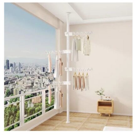 Cabideiro Vertical 4 Braços Multiuso Branco Suporte Roupas Organizador Espaço