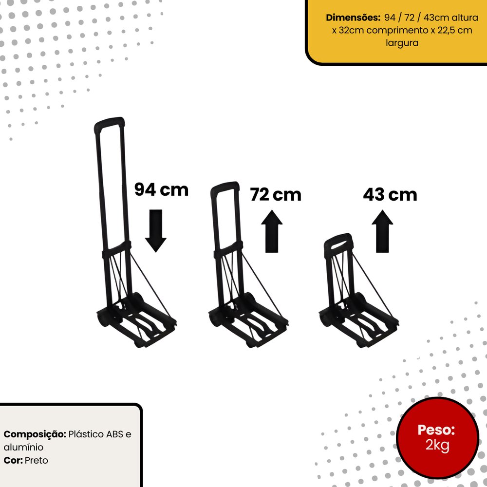 Carrinho Plataforma de Mão Dobrável 2 Rodas para Carga - Imagem 8