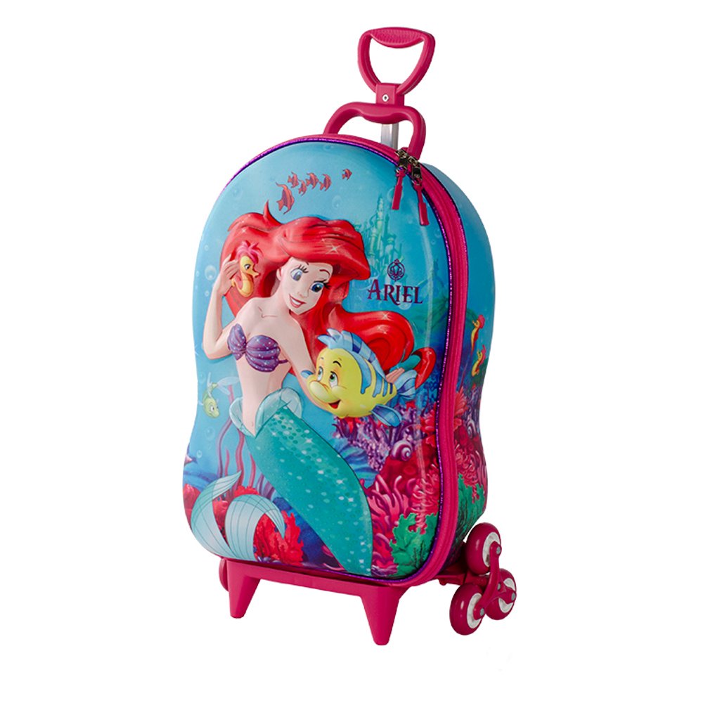 Mala Infantil Pequena Sereia 3D Verde com Rodinhas Mala de Viagem Infantil Resistente e Leve - Imagem 3