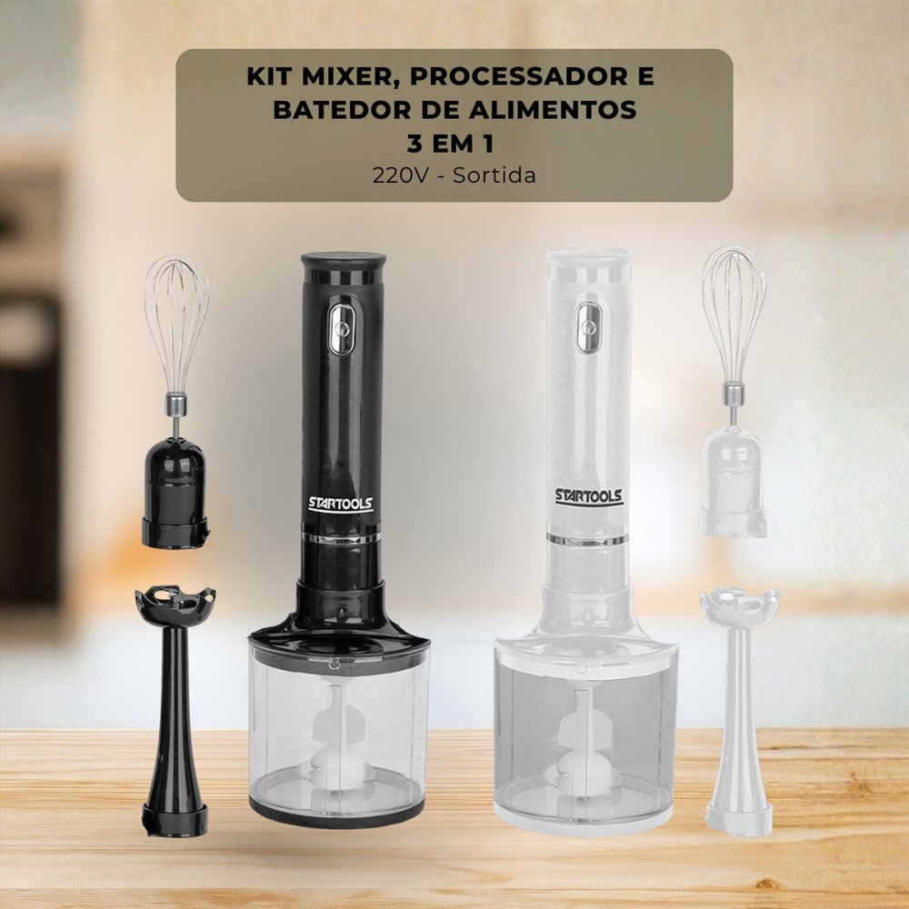 Kit Mixer Processador Batedor Alimentos 3 em 1 220V Multifunção Cozinha Sortida - Imagem 7