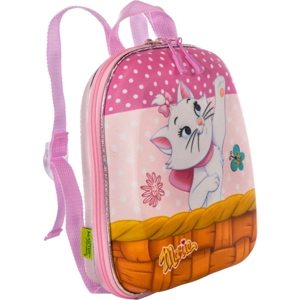 Mochila Infantil Gatinha Marie Modelo Tamanho P Rosa Pequena Escolar Resistente - Imagem 2