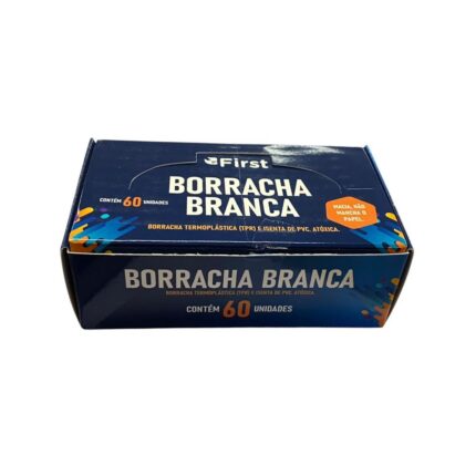 Kit Caixa com 60 Borrachas Brancas para Quadra Esportiva Tamanho Padrão Alta Durabilidade