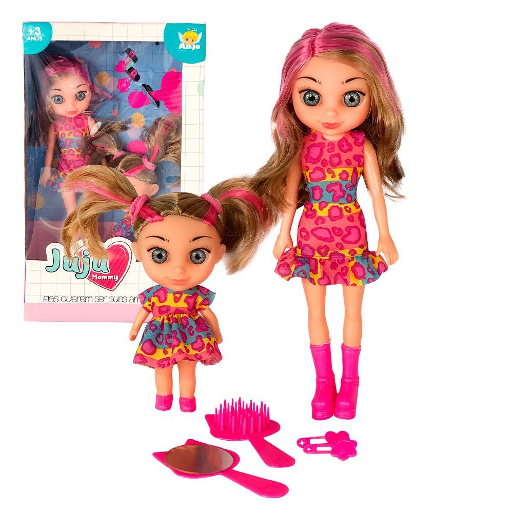 Boneca Juju Mommy Mamãe e Filhinha com Acessórios - Brinquedo Infantil com Roupas e Itens Decorativos - Imagem 7