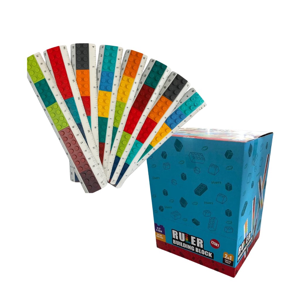 Kit 12 Unidades Régua Blocos Coloridos Para Encaixe Sortido Plástico Educativo Infantil - Imagem 4
