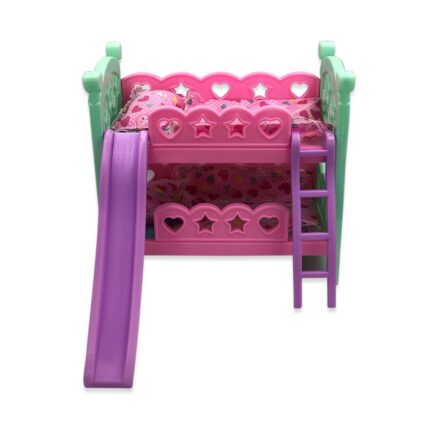 Berço de Brinquedo com Escorregador Infantil Rosa Plástico Resistente Compacto