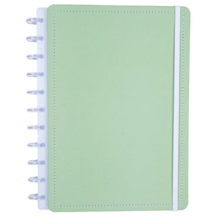 Caderno Pistache Disko Médio M Capa Dura Disco Reposicionável