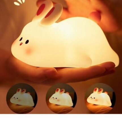 Luminária de Coelhinho Branca LED Infantil Decoração Quarto Bivolt Amarela e Branca