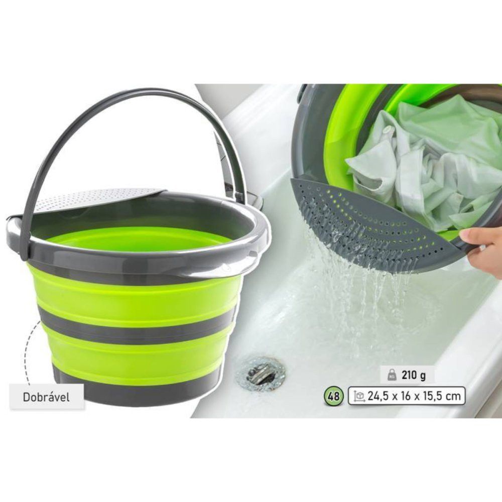 Balde Dobrável Multiuso Redondo 4 Litros - Silicone Resistente Portátil Sortida - Imagem 3