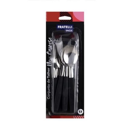 Conjunto talheres 12 peças de inox /Preta