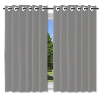 Cortina Blackout Pelicula C/Ilhos Cinza 200x140