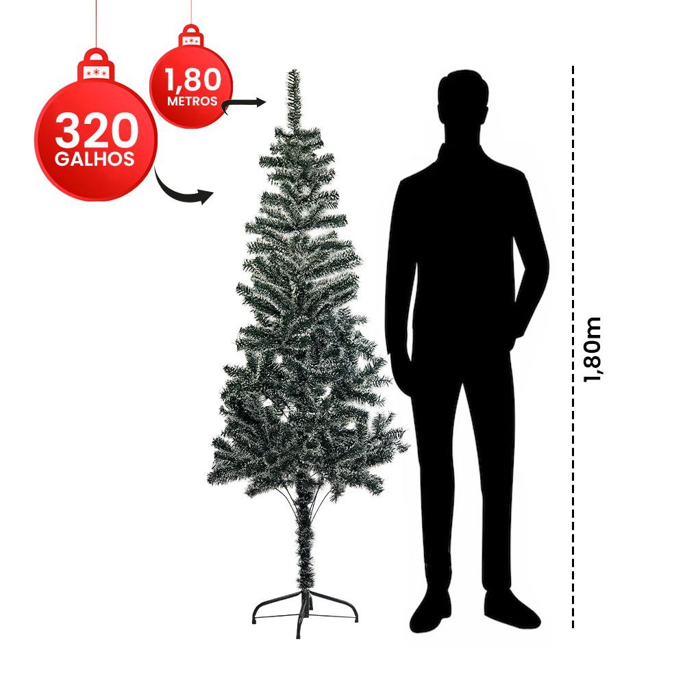 Árvore Pinheiro de Natal Luxo Nevada Verde 1,80m com 320 Galhos para Decoração Natalina - Imagem 5