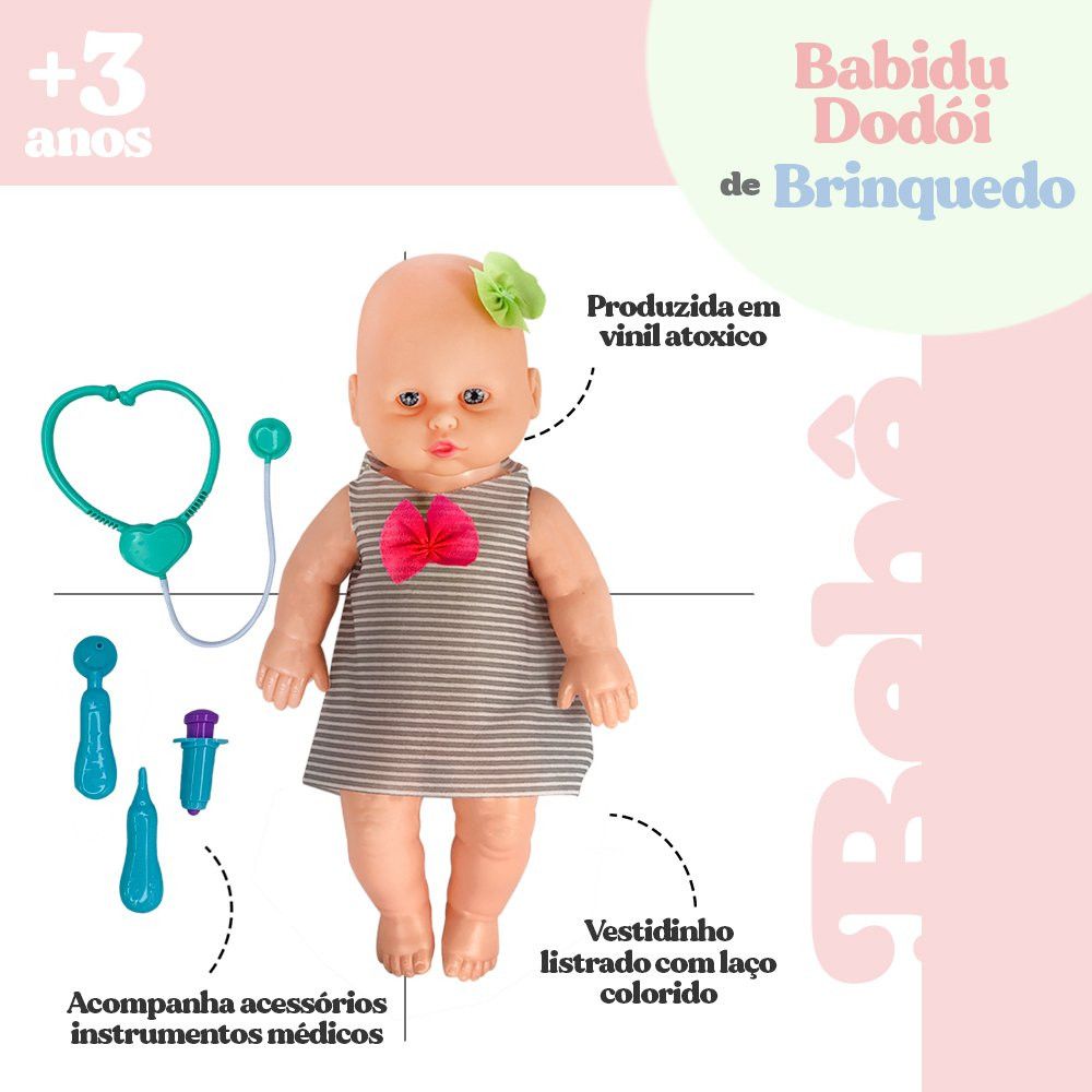 Boneca Babidu Dodói com Acessórios Médicos e Roupinhas, Brinquedo Infantil Educativo - Imagem 5