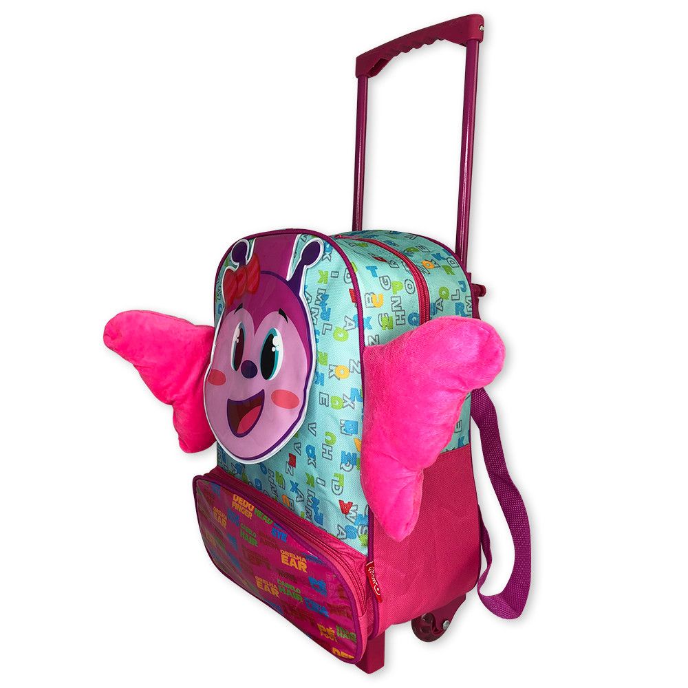 Mochila Infantil Escolar Borboleta Rosa com Rodinhas Resistente Impermeável 16 Polegadas - Imagem 4