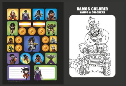 Caderno Costurado Dragon Ball Z 80 folhas Sortido Tamanho P Autenticidade Oficial Papel Sulfite Escolar