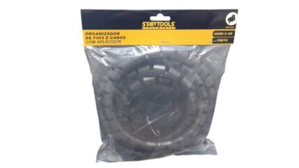 Organizador de Fios e Cabos com Aplicador 20mmx2m Preto - Enrolador de Cabo Reutilizável e Ajustável