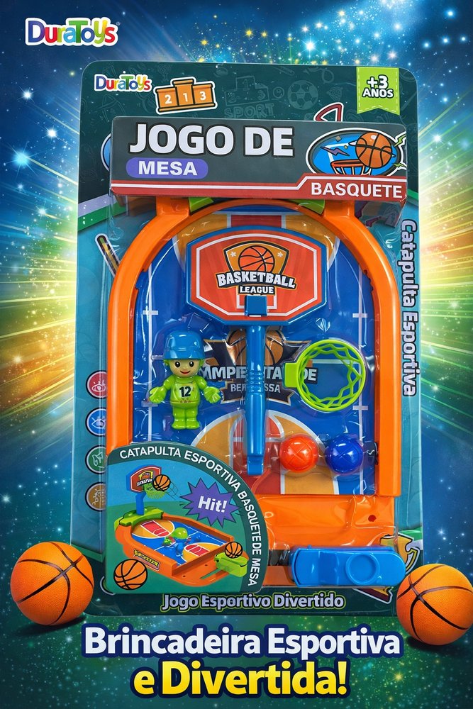 Jogo Basquete Mesa Catapulta Lançador Bolinha Brinquedo - Imagem 4