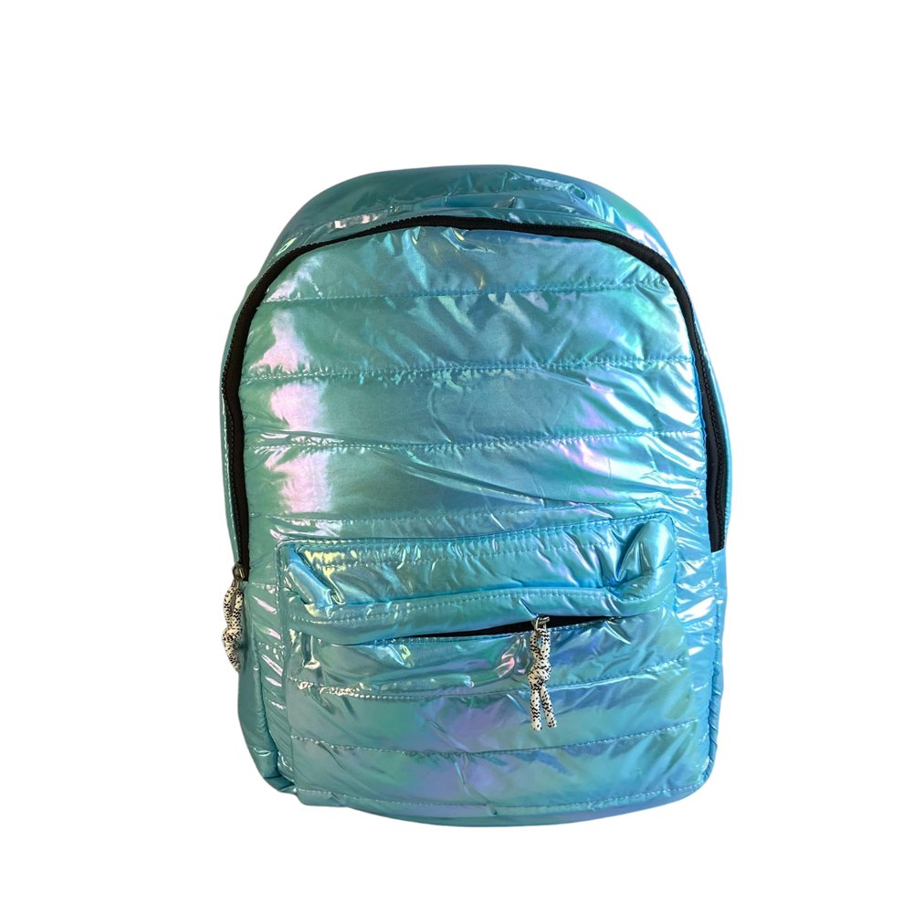 Mochila Holográfica Metalizada Sortida PVC Resistente Escolar Universitária 16L - Imagem 2