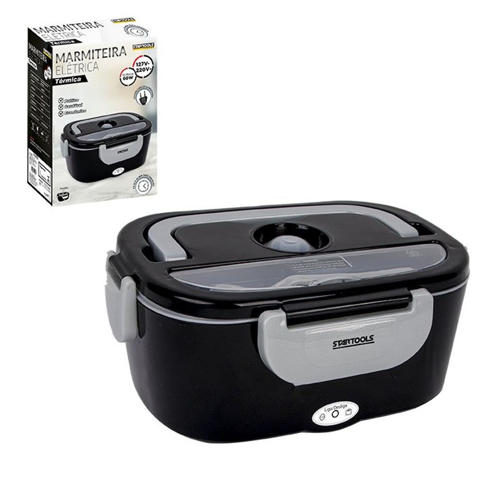 Marmiteira Elétrica Térmica Bivolt Preta 110V/220V Com Divisórias Refeições Quentes e Frias - Imagem 2