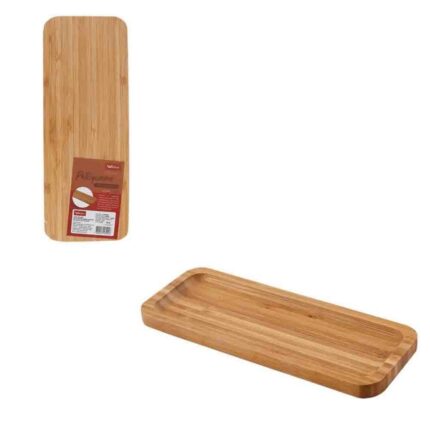 Petisqueira Bambu Retangular 26cm Organizador de Petiscos Natural Sustentável para Mesa