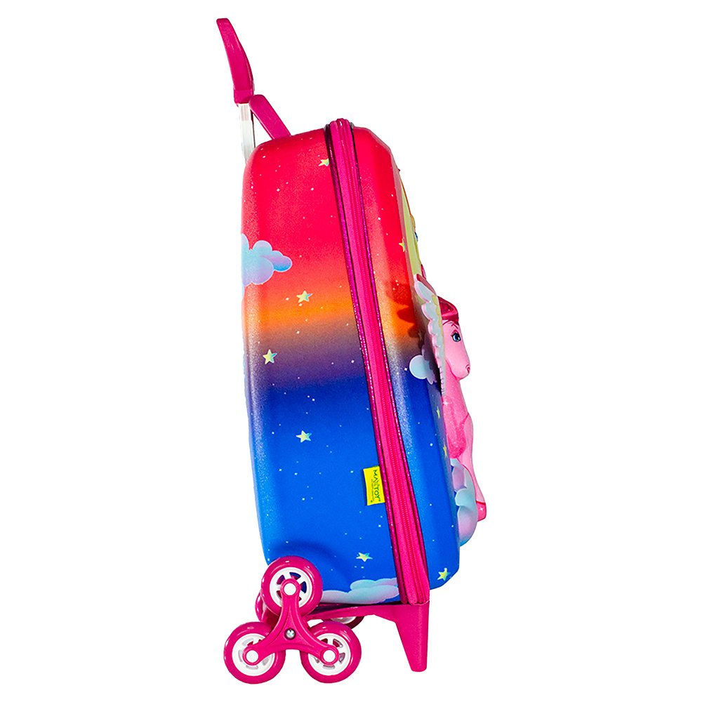 Mala Infantil Barbie Pegasus 3D Rodinhas Multicolorida Tamanho Pequeno Escolar Viagem - Imagem 7
