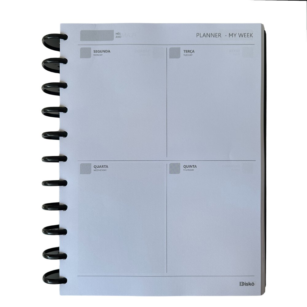 Caderno Inteligente Disco Médio 60 Folhas Reposicionáveis Capa Dura Preto Elástico Disko - Imagem 4
