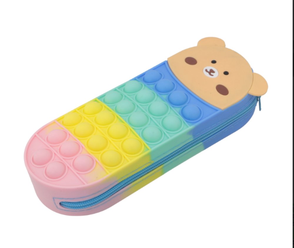 Estojo Infantil Animais Sortido Pendurado com Compartimentos e Zíper Colorido para Escola e Material Escolar - Imagem 3