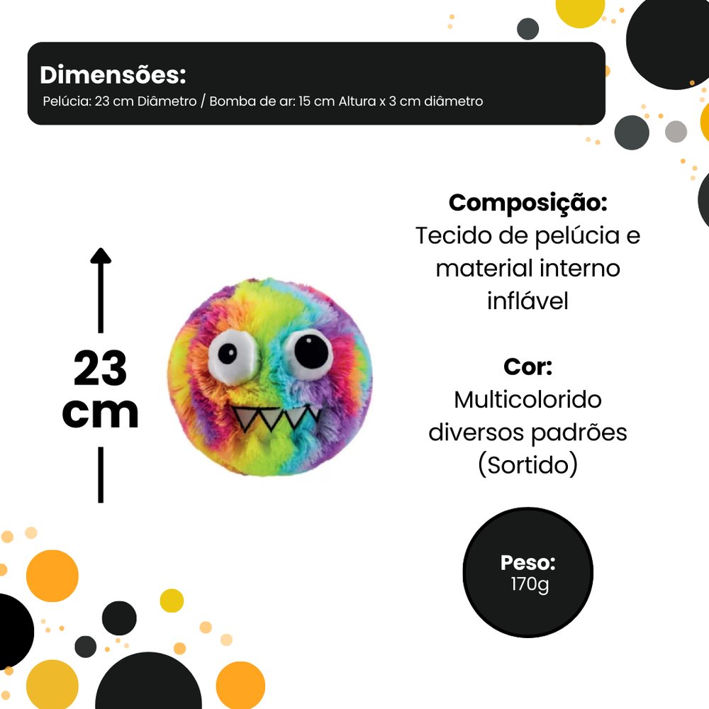 Pelúcia Bola Inflável Malucos Sortida 30cm Colorida Brinquedo Inflável Infantil - Imagem 4