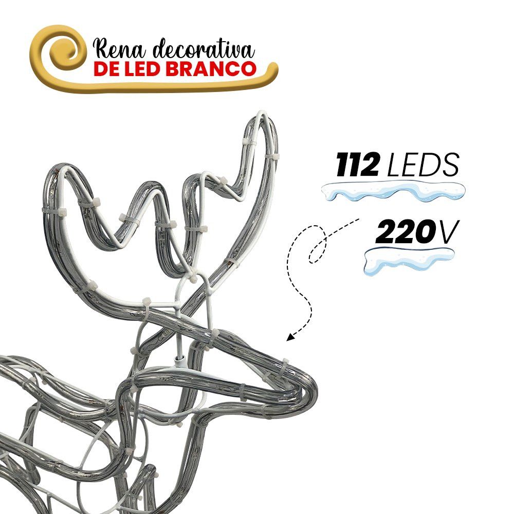 Armação Rena Macho de Led Média 220v Decoração Natal Luz Vermelha 30cm - Imagem 5