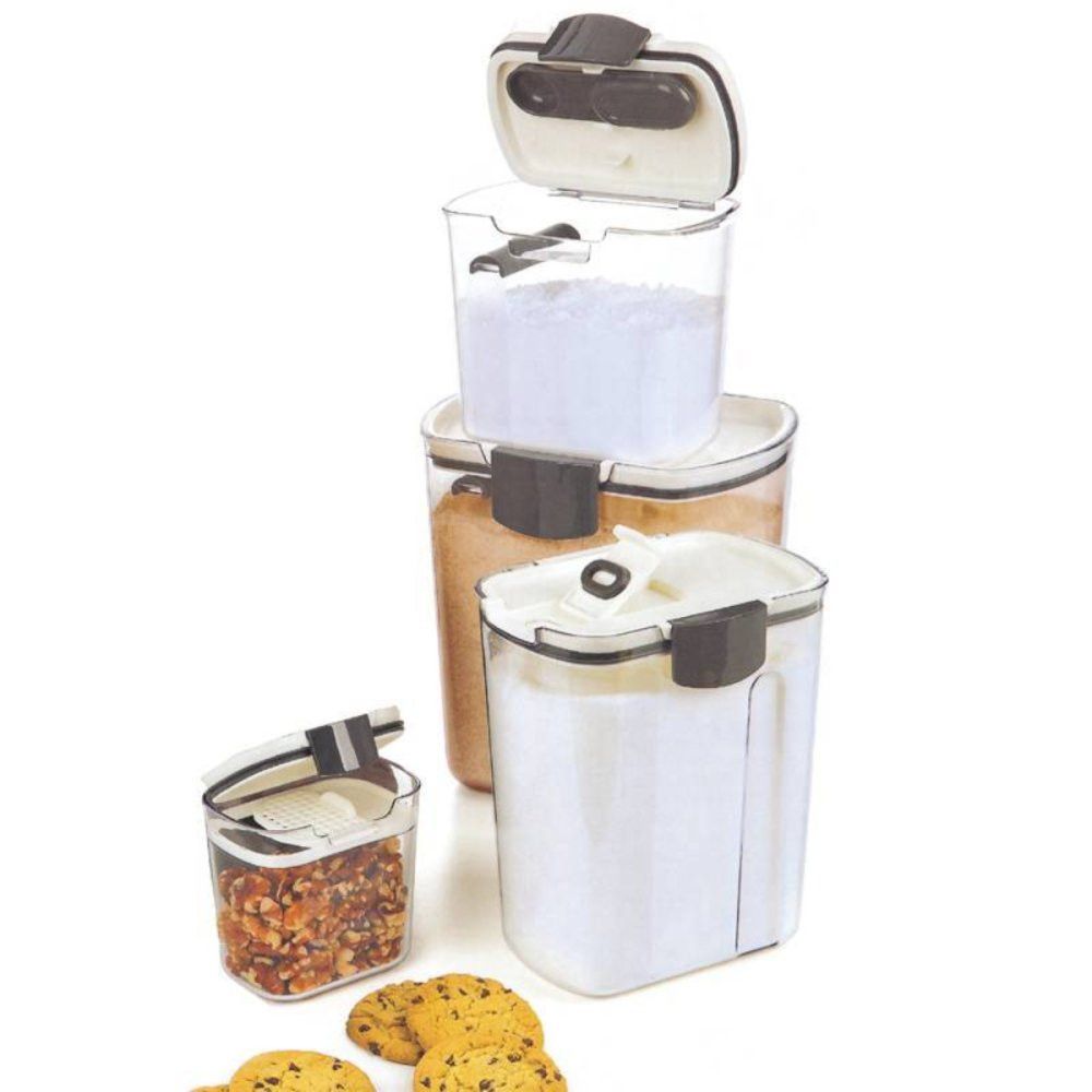 Kit 4 Potes Hermético de Plástico 500ml Transparente Tampa Azul Vedação Armazenamento - Imagem 7