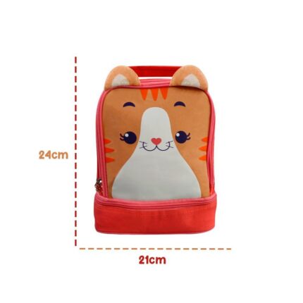 Lancheira Térmica Infantil Gato com Alça Ajustável, Azul, Material PVC Resistente e Isolamento Térmico