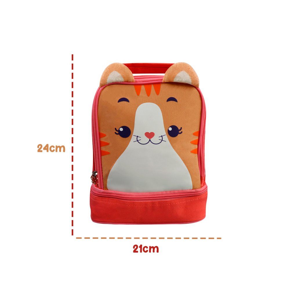 Lancheira Térmica Infantil Gato com Alça Ajustável, Azul, Material PVC Resistente e Isolamento Térmico