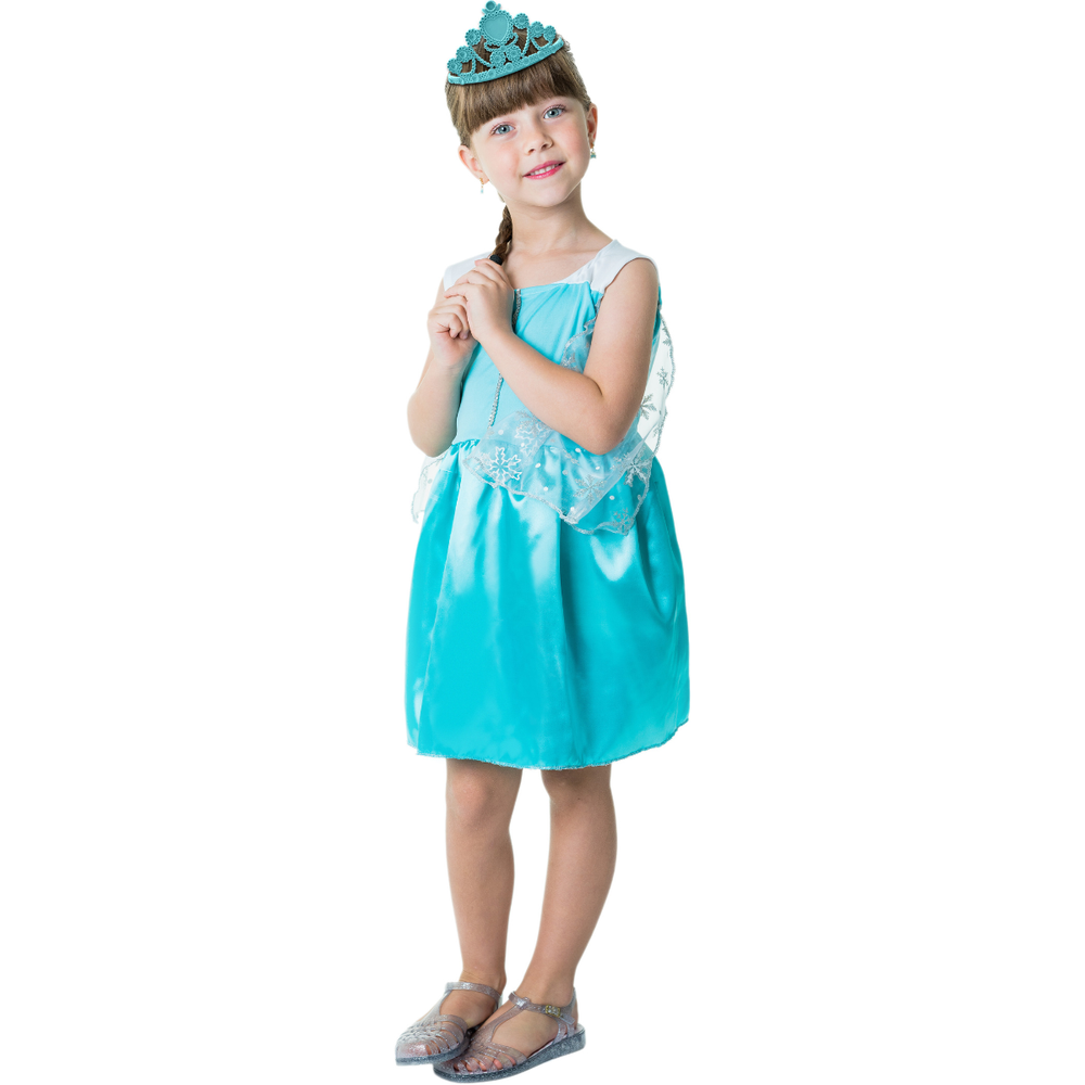 Kit Fantasia Infantil Princesa Brilhante G - Vestido Rosa Brilho, Tiara, Acessórios, Tamanho G