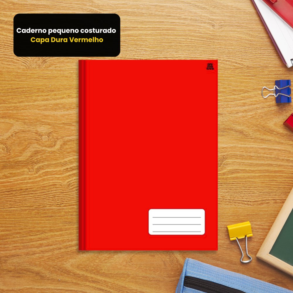 Caderno Pequeno Costurado Capa Dura Vermelho 96 Folhas Papel Offset 14x20cm - Imagem 4